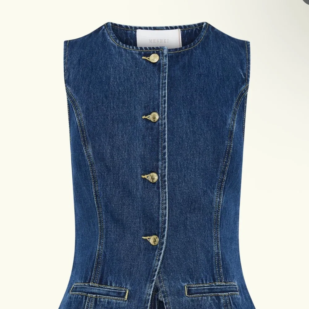 Meshki Denim Button Up Top - Dark Blue - Picture 4 of 4